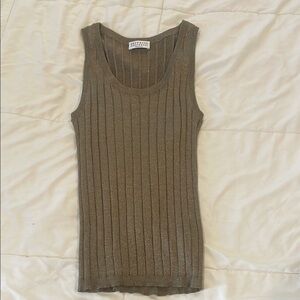 Brunello Cucinelli Gold Ribbed Tank Top